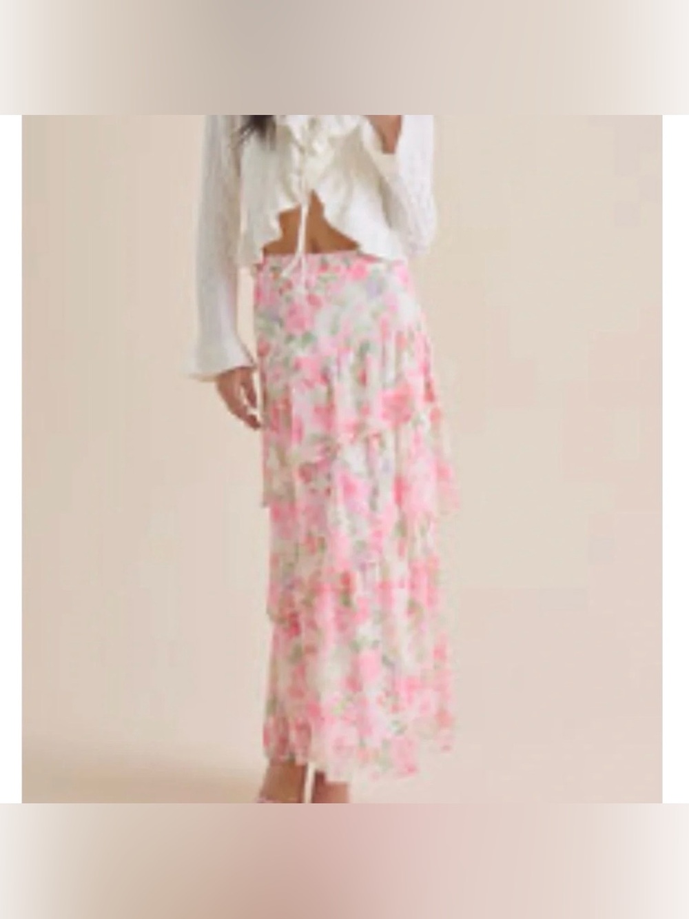 NWT Altar'd State Kelsey Festive Party Tiered Floral Maxi Skirt Size Small